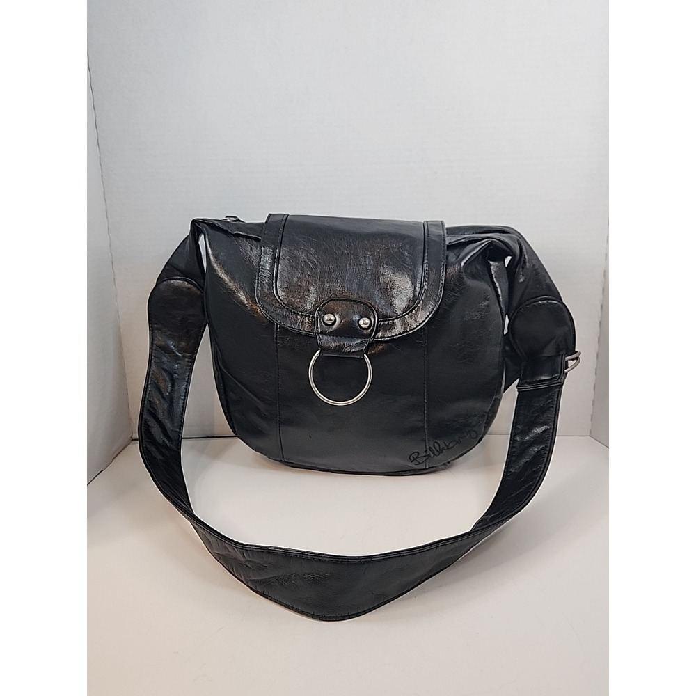 Billabong‎ Black Faux Leather Shoulder Bag With Wide Strap Please Read
